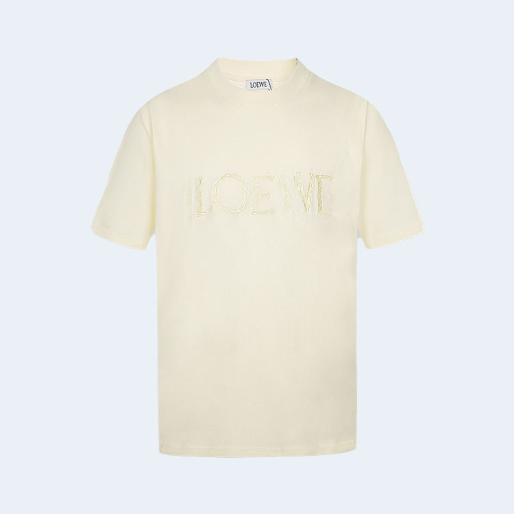 로에베 심플 로고 자수 티셔츠 그레이 베이지