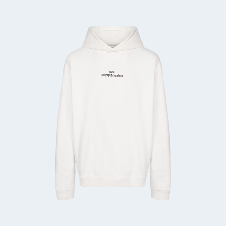 메종 마르지엘라 업사이드 다운 자수 로고 후드