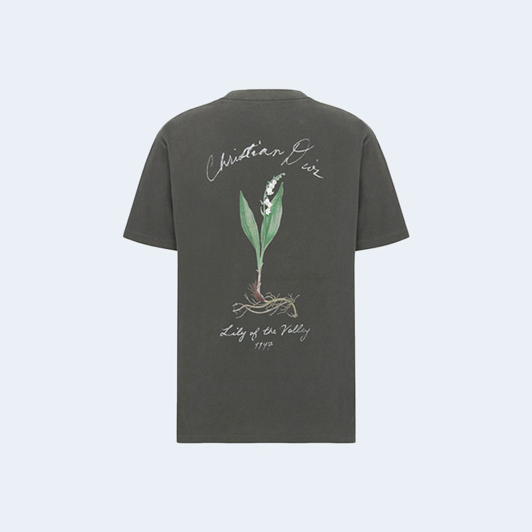 디올 핸드라이팅 캐주얼 핏 티셔츠 그레이