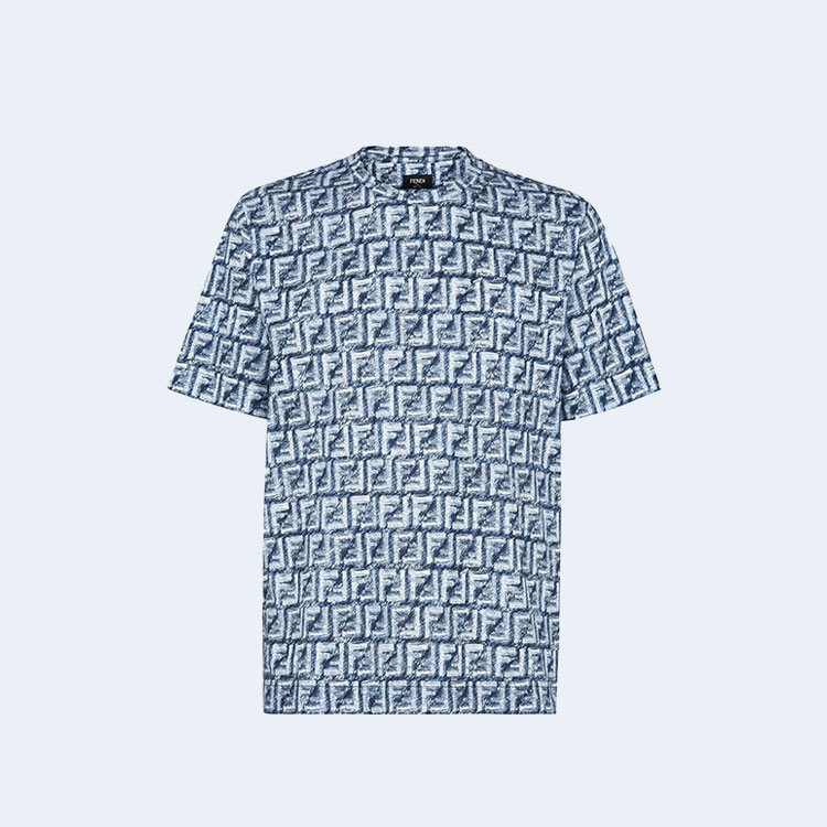 펜디 블루 FF 코튼 티셔츠