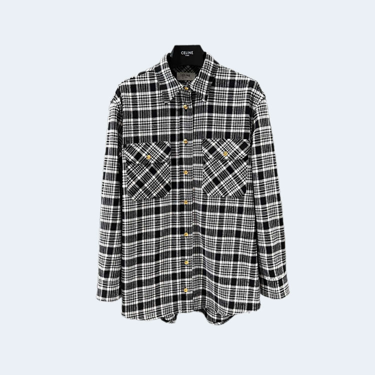 셀린느 체크 캐시미어 오버셔츠