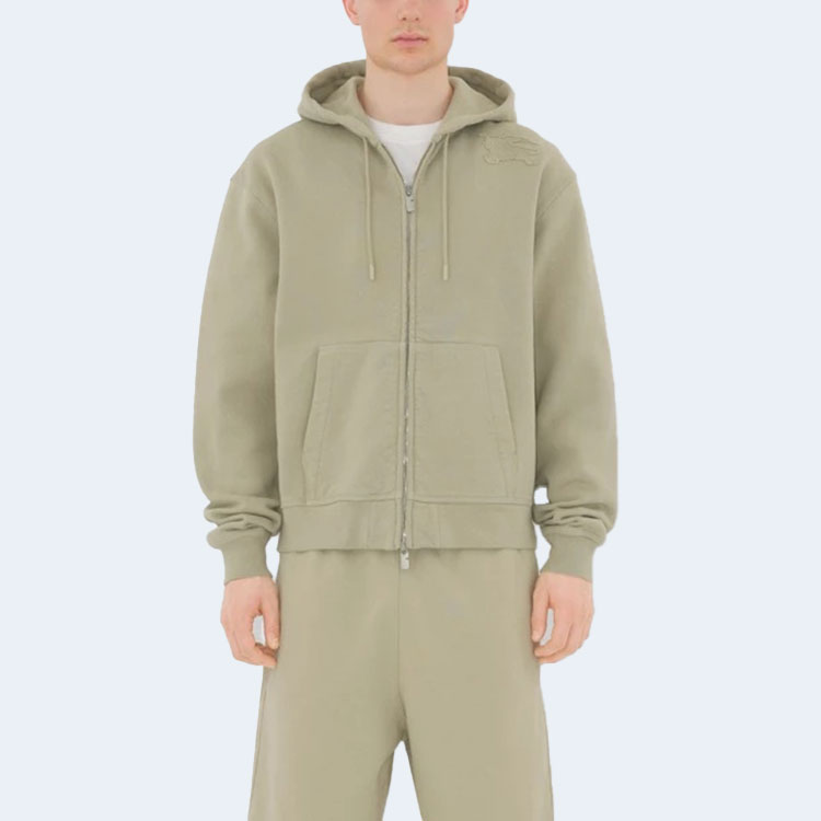 버버리 블랙 코튼 지퍼 후드 베이지