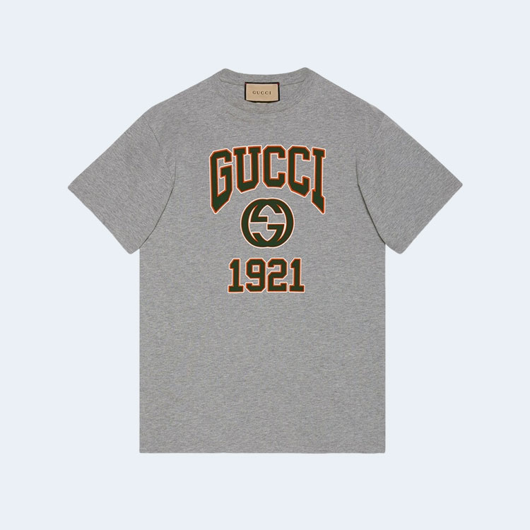 구찌 로고 프린트 티셔츠 그레이