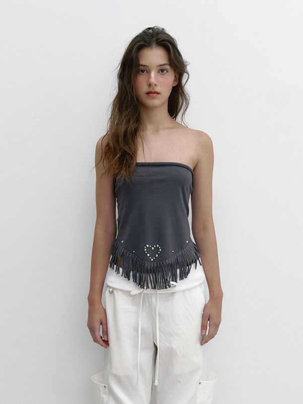 【ASURA】25SS★ TASSEL STUD SCARF & TOP TASSEL STUD SCARF (CHARCOAL) (7.16 PRE-ORDER DELIVERY) : ASURA