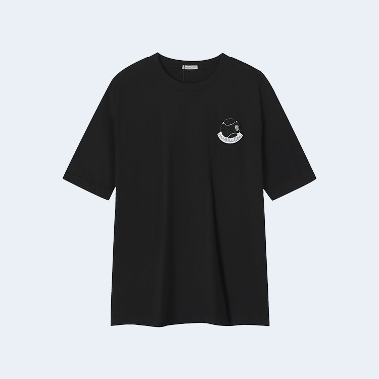 몽클레어 테니스 로고 패치 티셔츠 블랙