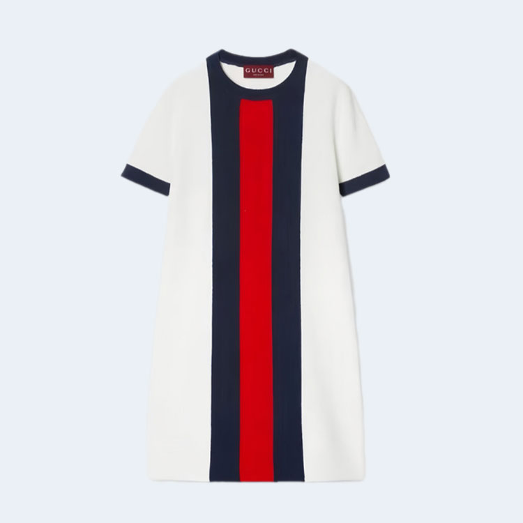 구찌 아이보리 화이트 숏 슬리브드 원피스