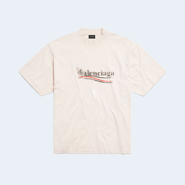 발렌시아가 폴리티컬 스텐실 미디엄 핏 티셔츠 화이트