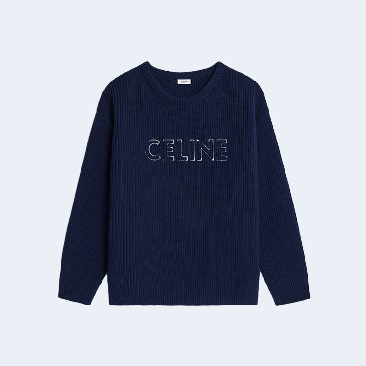 셀린느 울 오버사이즈 크루넥 스웨터 네이비