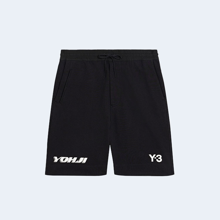 Y-3 프렌치 코튼 테리 드로스트링 쇼츠 블랙