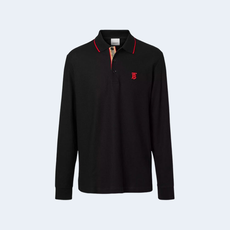 버버리 코튼 피케 롱슬리브 티셔츠