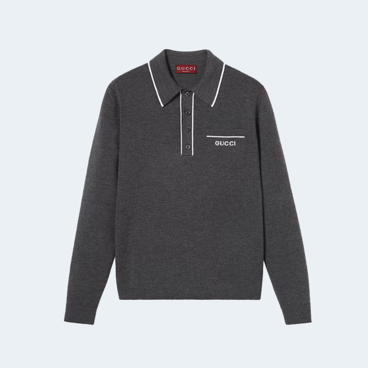 구찌 니트 울 롱 슬리브 폴로 탑