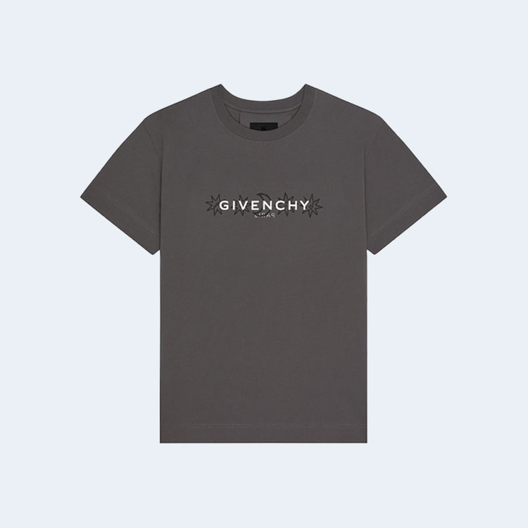 지방시 리버스 타로 프린트 코튼 티셔츠 그레이