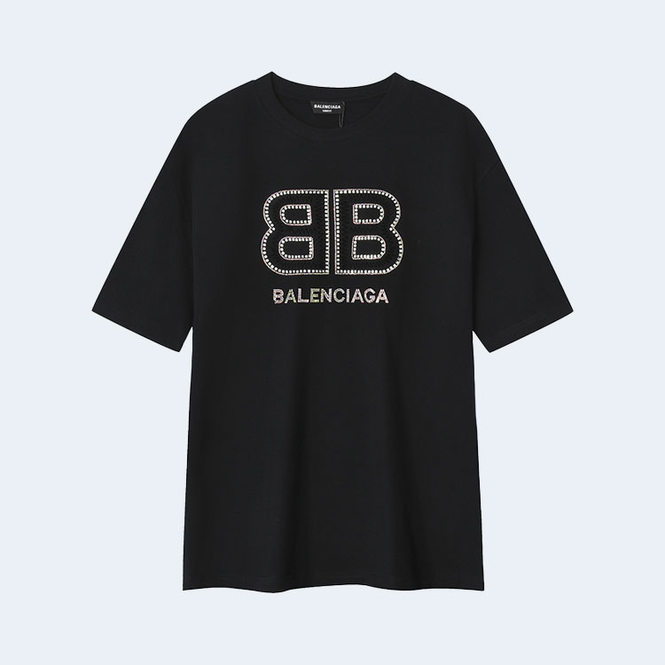 발렌시아가 BB 엠브로이더리 로고 티셔츠 블랙