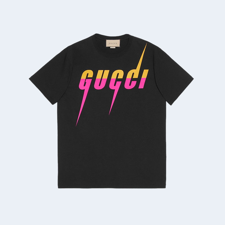 구찌 로고 프린트 블레이드 티셔츠 블랙