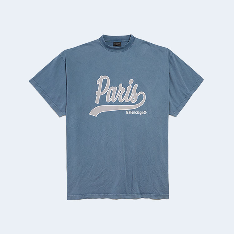 발렌시아가 인조이 파리 오버사이즈 티셔츠 페이드 블루