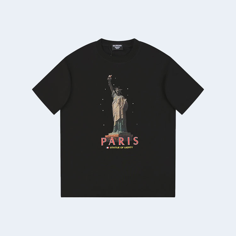 발렌시아가 Statue of Liberty 자수 티셔츠 블랙