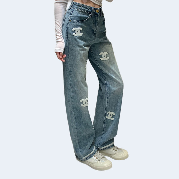 샤넬 로고 포인트 데님 진