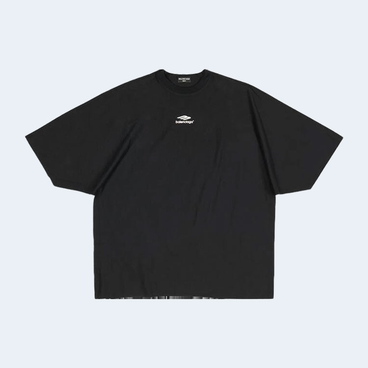 발렌시아가 3B 스포츠 아이콘 플랫 티셔츠 오버사이즈 블랙