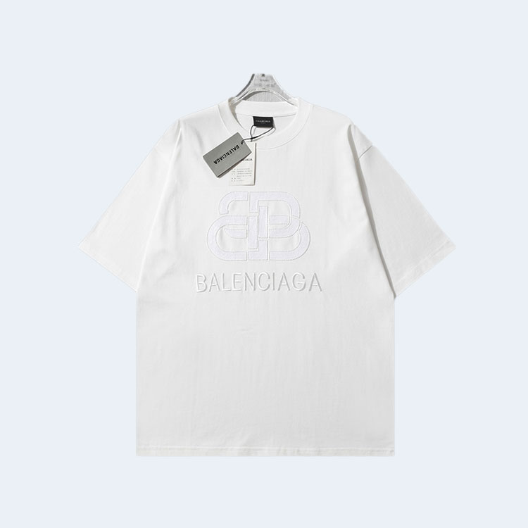 발렌시아가 BB 스팽글 로고 티셔츠 화이트