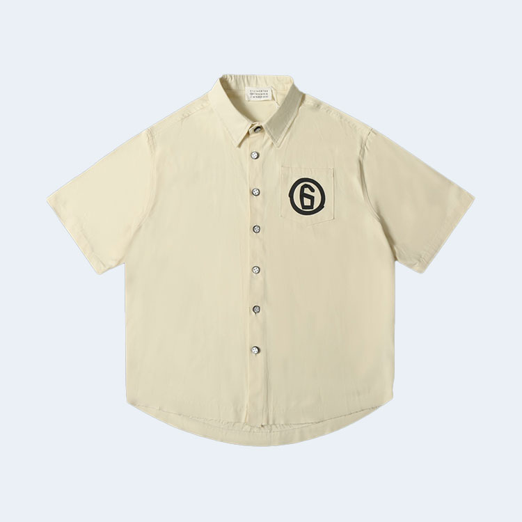 메종 마르지엘라 넘버 시그니처 클립 반팔 셔츠 베이지