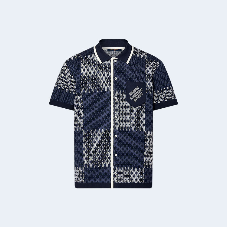 루이비통 다미에 자카드 쇼트 슬리브드 코튼 저지 쇼츠 1AFXS1