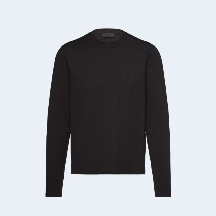 프라다 스트레치 코튼 티셔츠 블랙