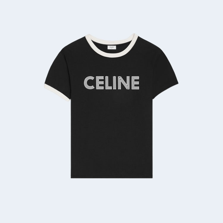 셀린느 로고 프린지 코튼 티셔츠