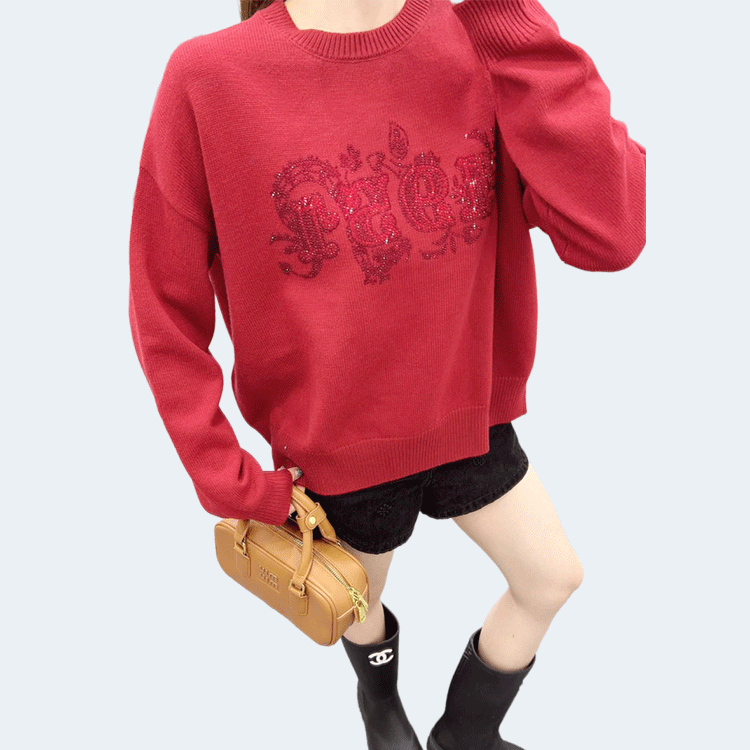 막스마라 풀오버 스웨터 딥레드