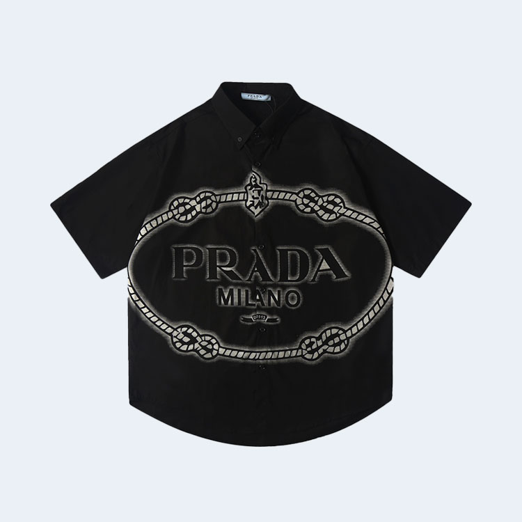 프라다 24SS 프린트 패치워크 셔츠 블랙