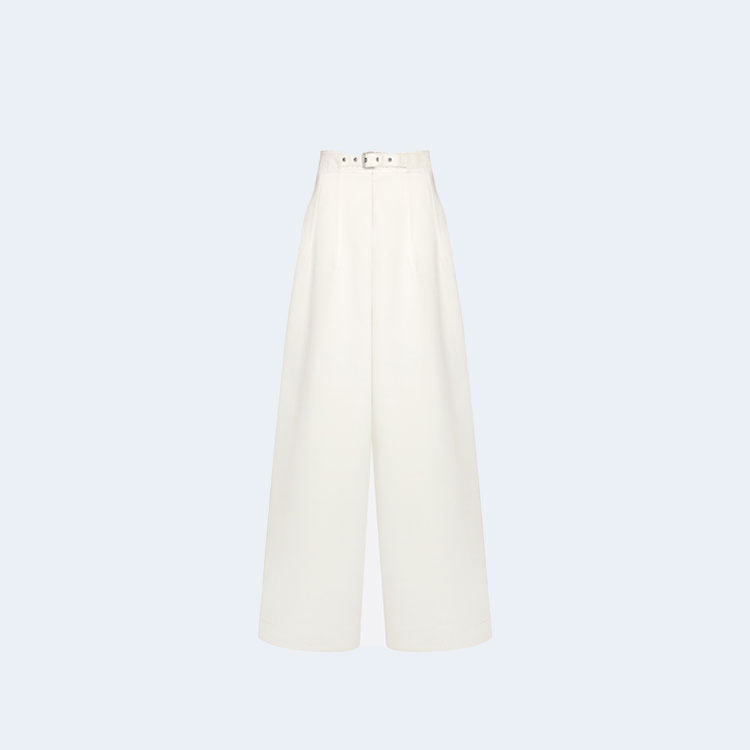 디올 플레어 팬츠 화이트 코튼