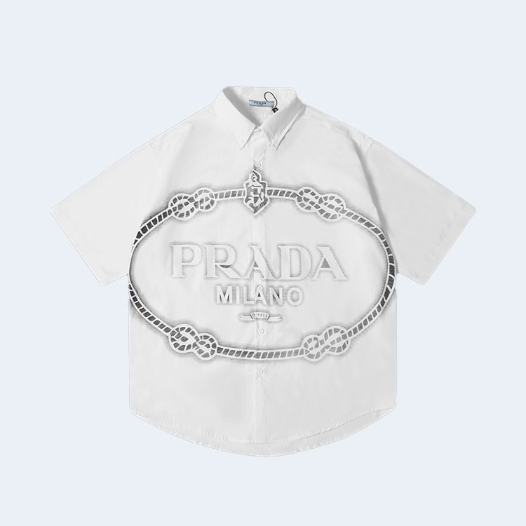 프라다 24SS 프린트 패치워크 셔츠 화이트