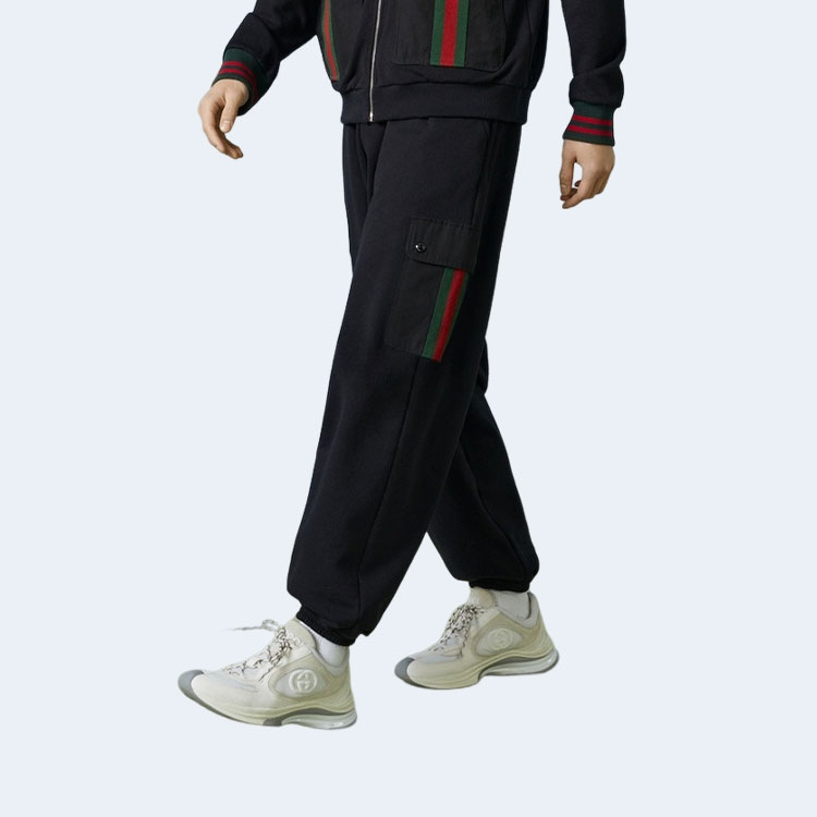 구찌 웹 스트라이프 포켓 조거팬츠