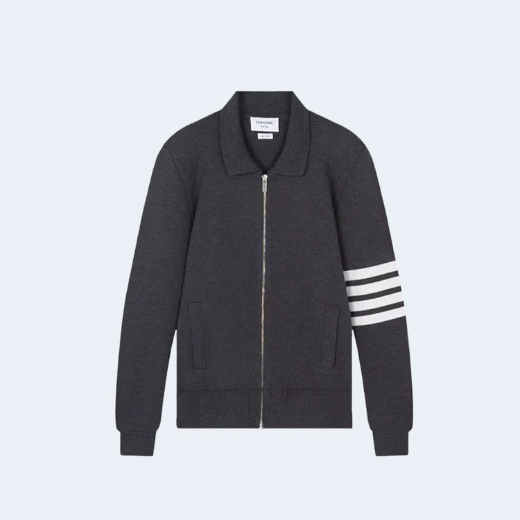 톰브라운 4-바 스트라이프 집업 스웨터