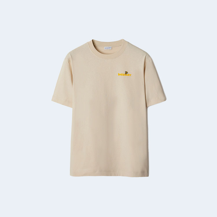 버버리 Bee 로고 코튼 티셔츠 베이지