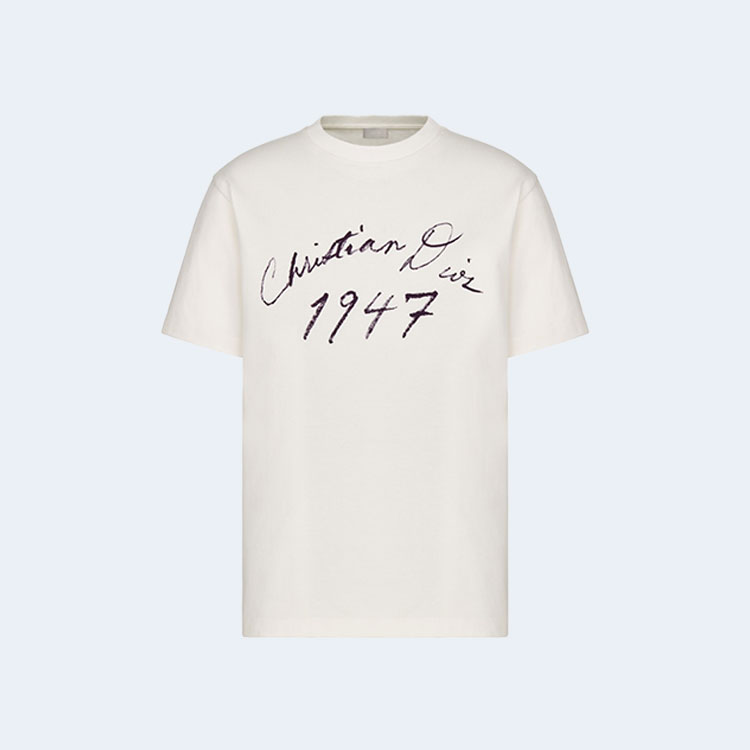 디올 핸드라이팅 캐주얼 핏 티셔츠 화이트