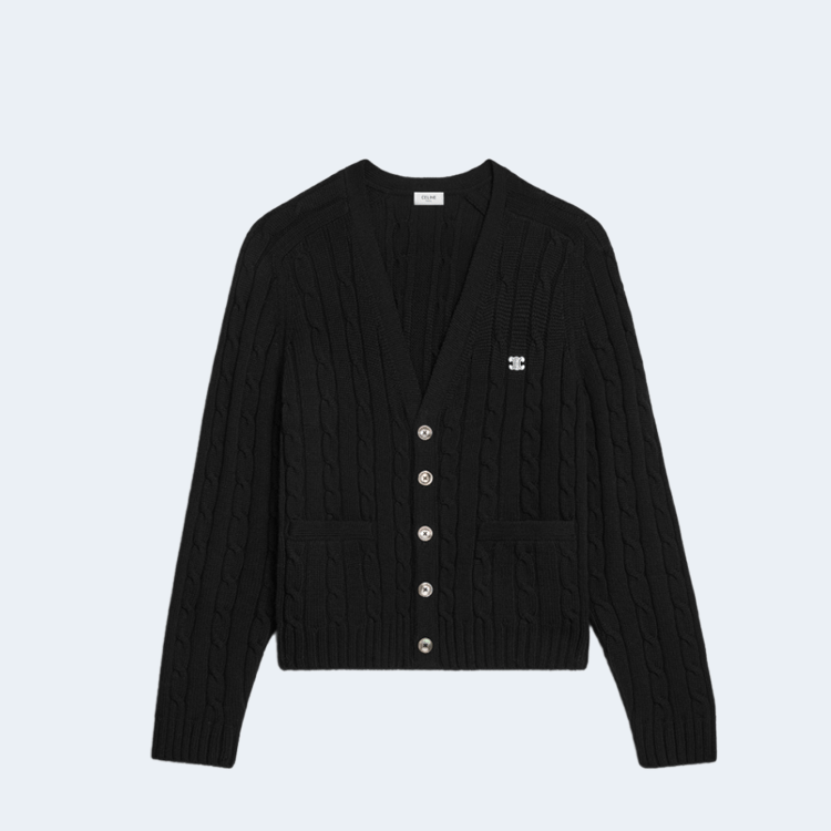 셀린느 케이블 니트 캐시미어 트리옹프 가디건