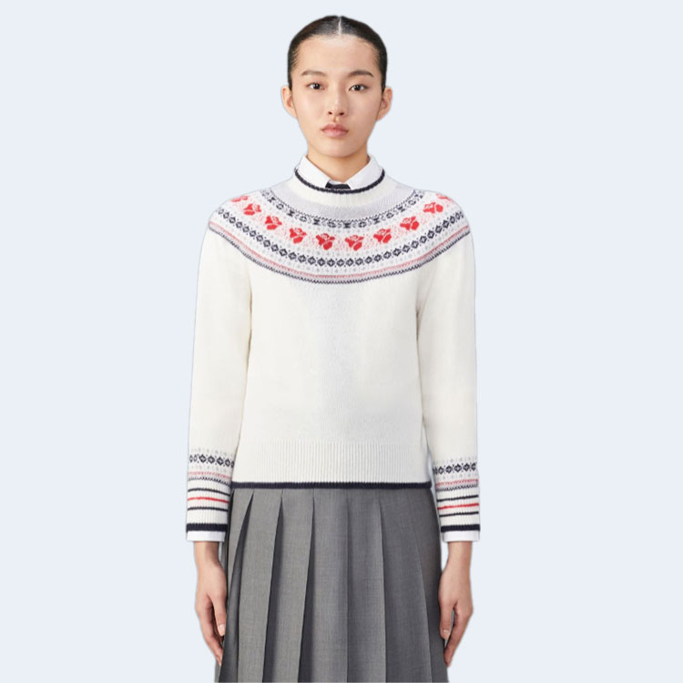 톰브라운 울 모헤어 로즈 크루넥 풀오버