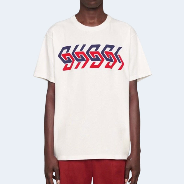 구찌 미러 로고 프린트 반소매 티셔츠