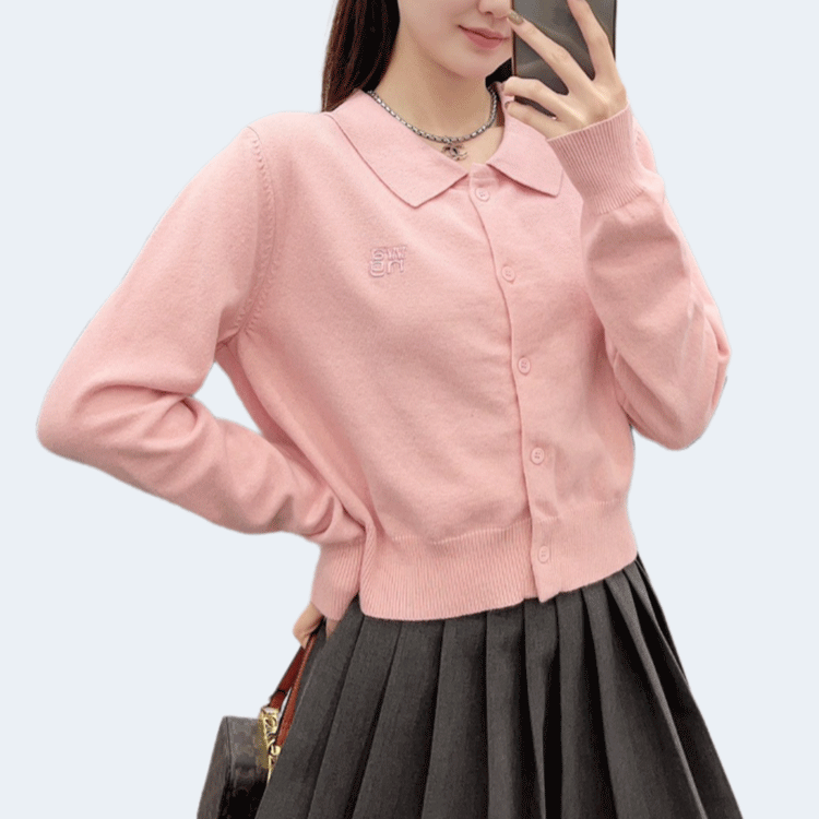 알렉산더왕 크롭 니트 가디건 핑크