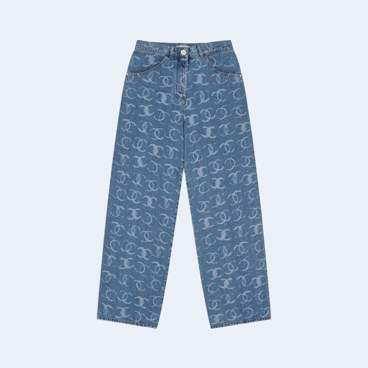 샤넬 프린티드 자수 데님 진