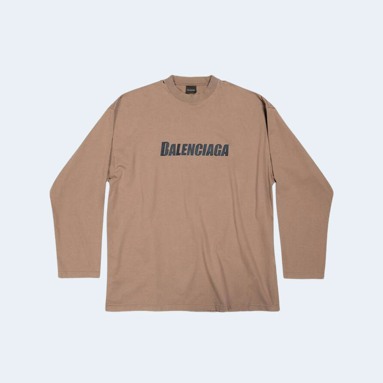 발렌시아가 캡스 롱 슬리브 티셔츠 베이지