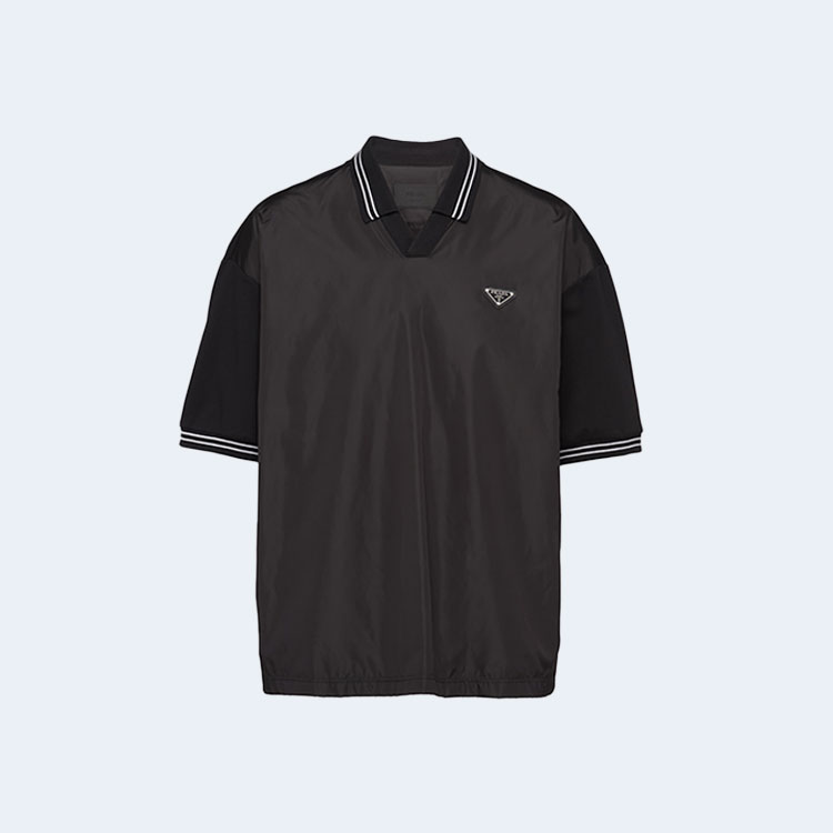 프라다 피케 폴로 셔츠 리나일론 디테일 블랙
