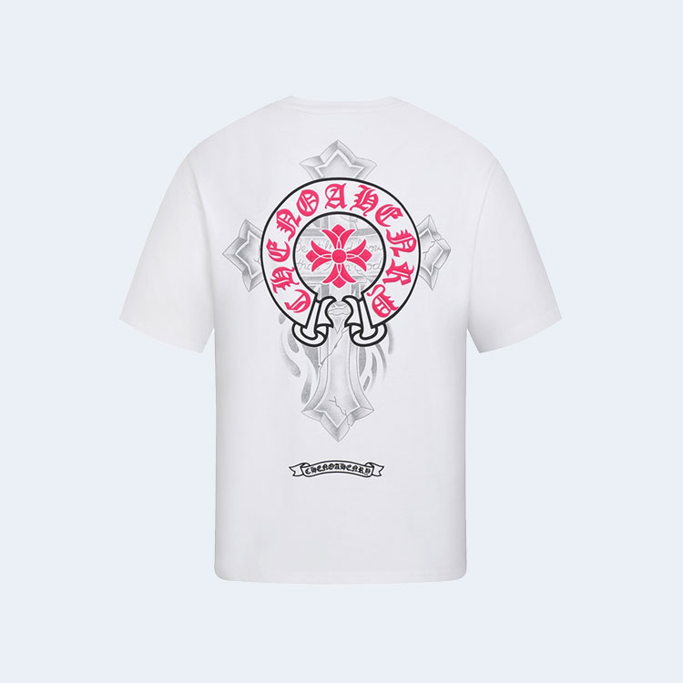 크롬하츠 산스크리트 크로스 티셔츠 화이트