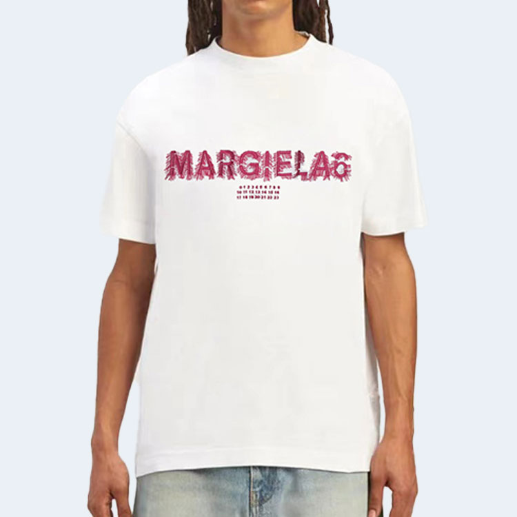 메종 마르지엘라 로고 그래픽 프린트 티셔츠 화이트