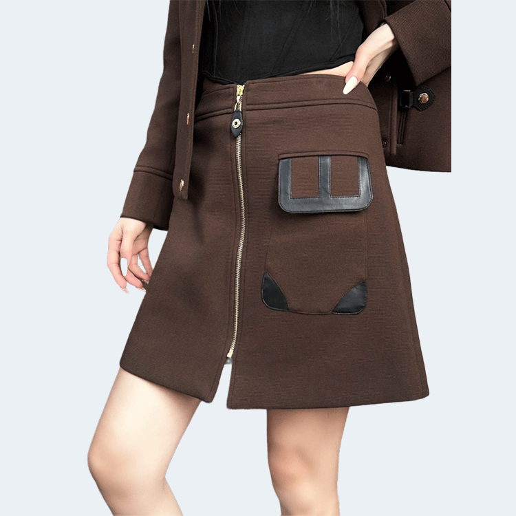 루이비통 레더 트위드 스커트 (2color)