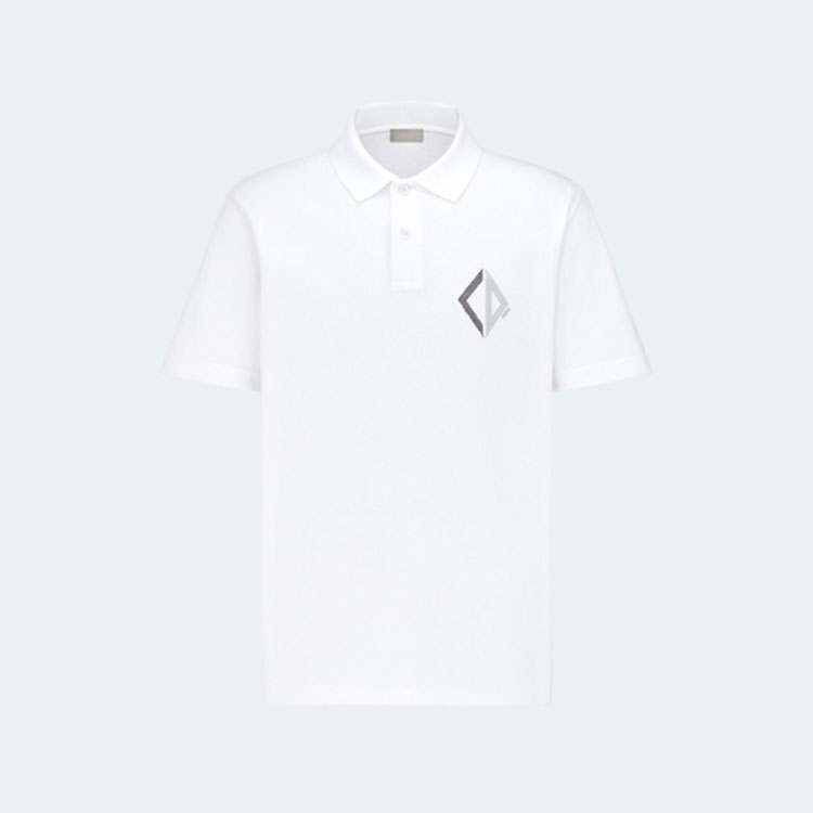 디올 로고 자수 폴로 셔츠 화이트