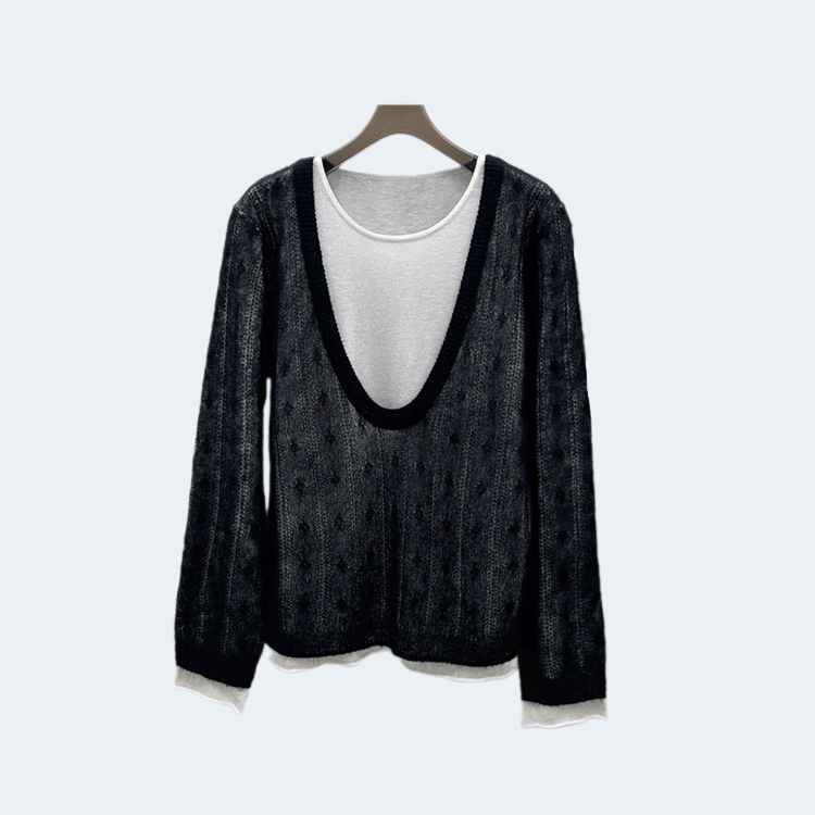 생로랑 시스루 니트 블랙