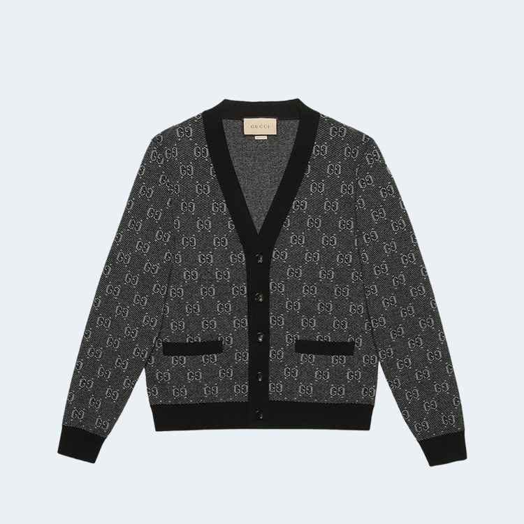 구찌 GG 울 자카드 가디건