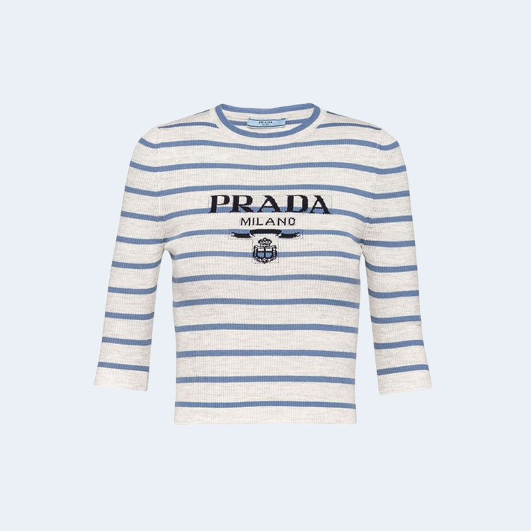 프라다 인타르시아 니트 로고 니트 탑