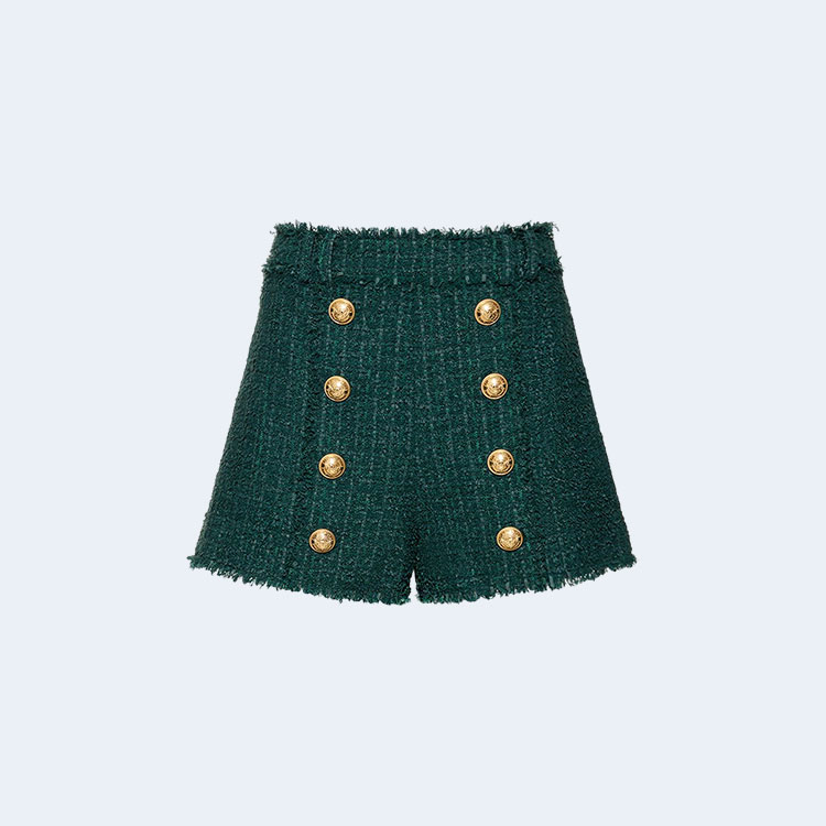 발망 다크 그린 트위드 하이라이즈 미니 쇼츠